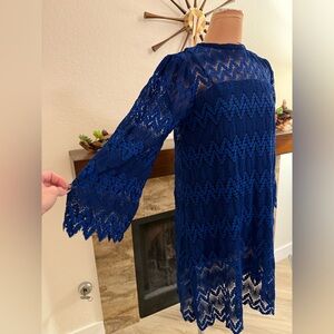 Free People Simone Blue Crochet Mini Dress